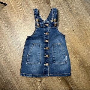Wonder Nation Dark Denim Jean Overall Dress Size 18 Months Girl Button Down